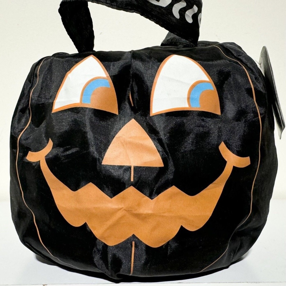 2005 Gemmy Vintage Collapsible Halloween Candy Tote Bucket Pail Jack O Lantern